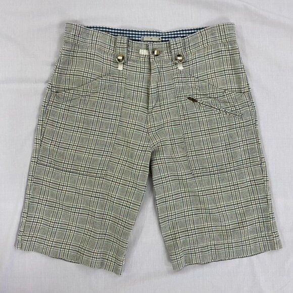 Brown Sound Plaid Linen Shorts Men's Size 32 Zip Pockets Summer - Picture 5 of 13